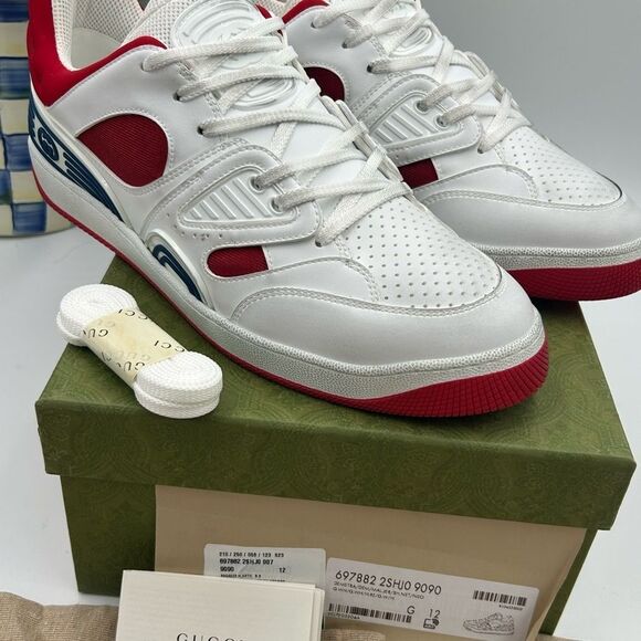 Men’s Gucci, leather low top basket sneakers size 12 made in Italy - Picture 2 of 10